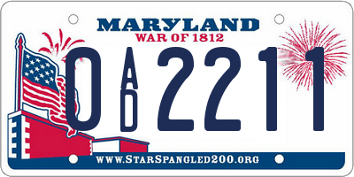 MD license plate 0AD2211