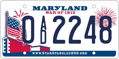 MD license plate 0AD2248