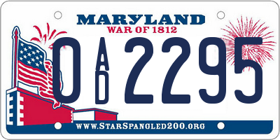 MD license plate 0AD2295