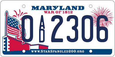 MD license plate 0AD2306