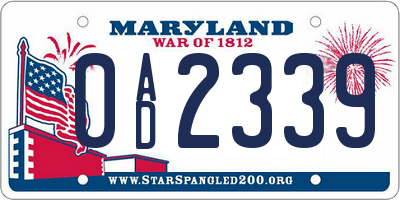 MD license plate 0AD2339