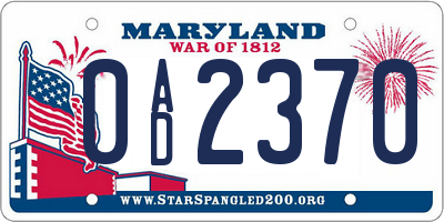MD license plate 0AD2370