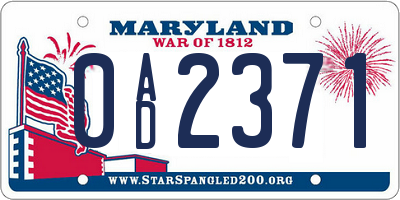 MD license plate 0AD2371
