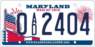 MD license plate 0AD2404