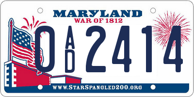 MD license plate 0AD2414