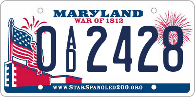 MD license plate 0AD2428