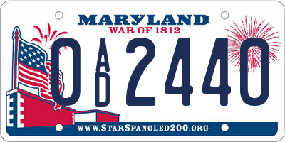 MD license plate 0AD2440