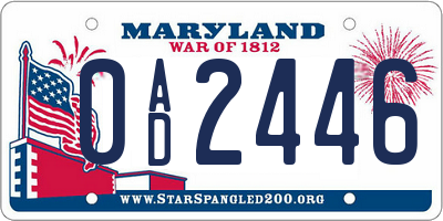 MD license plate 0AD2446