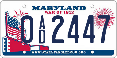 MD license plate 0AD2447