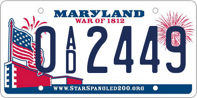 MD license plate 0AD2449