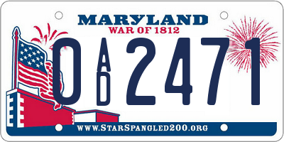 MD license plate 0AD2471