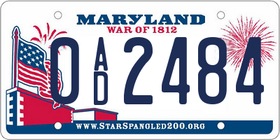 MD license plate 0AD2484