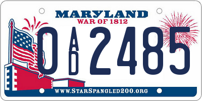 MD license plate 0AD2485