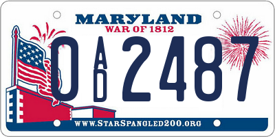 MD license plate 0AD2487
