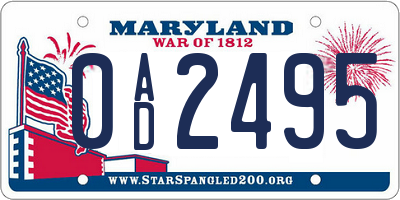 MD license plate 0AD2495