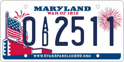 MD license plate 0AD2511