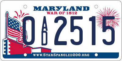 MD license plate 0AD2515