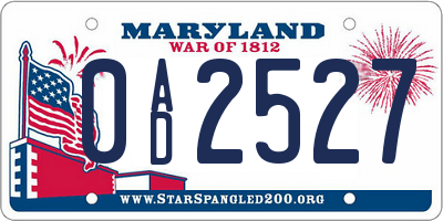 MD license plate 0AD2527