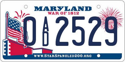 MD license plate 0AD2529
