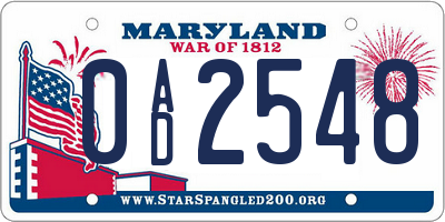 MD license plate 0AD2548
