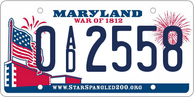 MD license plate 0AD2558