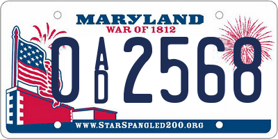 MD license plate 0AD2568
