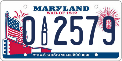MD license plate 0AD2579