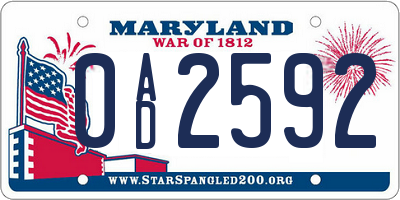MD license plate 0AD2592