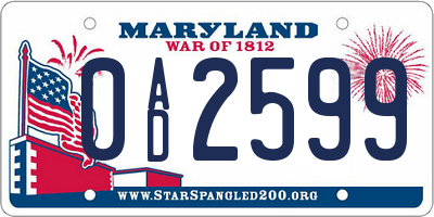 MD license plate 0AD2599
