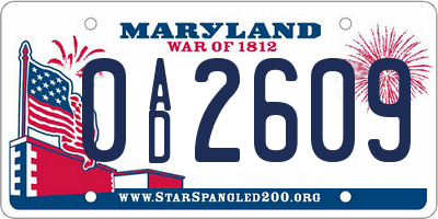 MD license plate 0AD2609