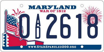 MD license plate 0AD2618