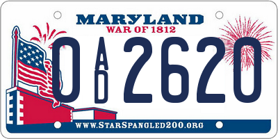 MD license plate 0AD2620