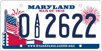 MD license plate 0AD2622