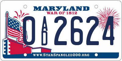 MD license plate 0AD2624