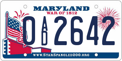 MD license plate 0AD2642