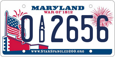 MD license plate 0AD2656
