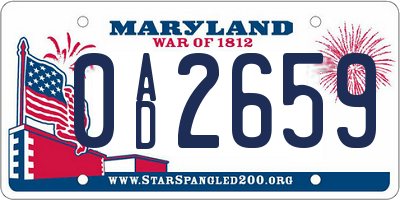 MD license plate 0AD2659
