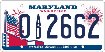 MD license plate 0AD2662