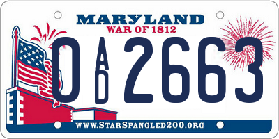 MD license plate 0AD2663