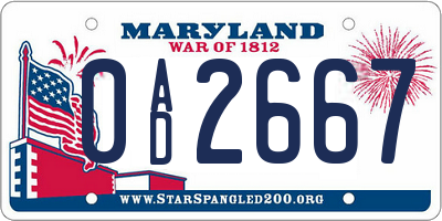MD license plate 0AD2667