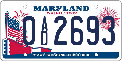 MD license plate 0AD2693
