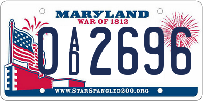 MD license plate 0AD2696