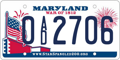 MD license plate 0AD2706