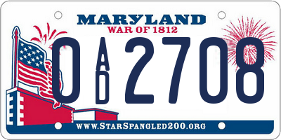 MD license plate 0AD2708