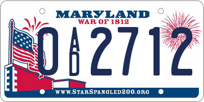 MD license plate 0AD2712