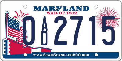 MD license plate 0AD2715