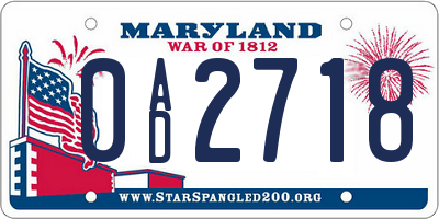 MD license plate 0AD2718