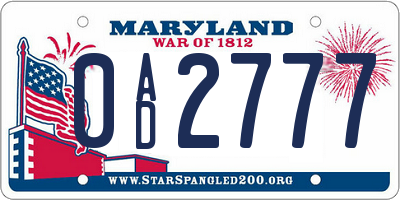 MD license plate 0AD2777