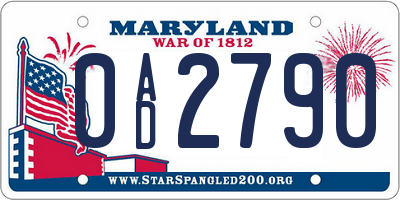 MD license plate 0AD2790