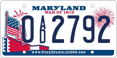 MD license plate 0AD2792